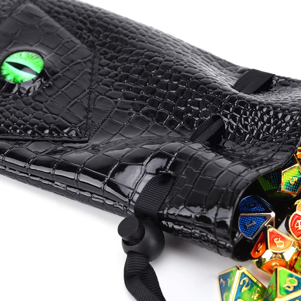 Dragon Eye Dice Bag Drawstring PU Leather DND Dice Storage Bag for Dnd Dice Coins and Other Accessories