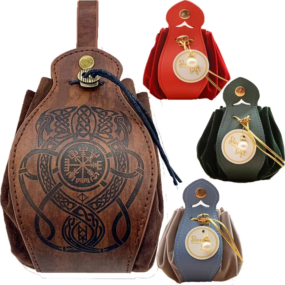 Genuine Leather for DND Dice Bag Tray 5 Celtic Designs Cute Drawstring Pouch D&D Roleplaying RPG Gift Ideas Coin Purse