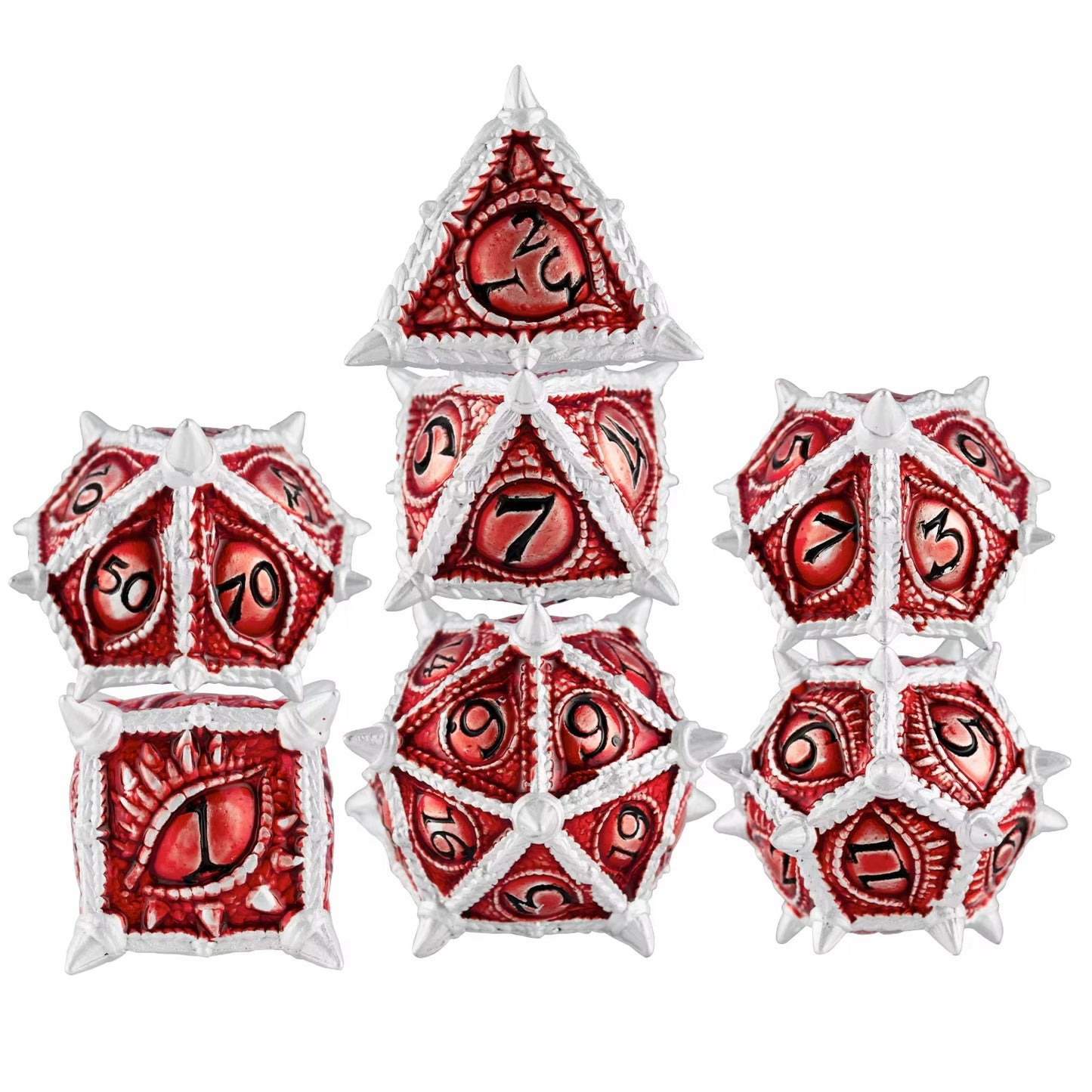 7PCS Metal DND Dice Set for Dungeon and Dragon Polyhedral Dice Set Role Playing Games RPG D&D Dice D20 D10 D6 Dnd Party Dice