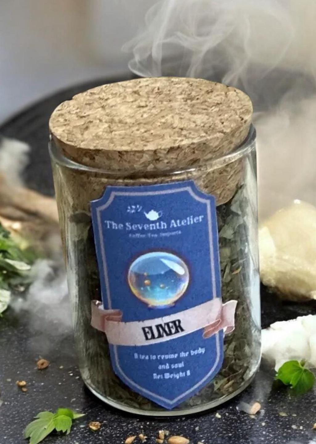 D Monster Tea Gaming Gift Loose Leaf Fantasy Brew Custom Jar Blue Label Dragon Set Herbal Collection Gaming Party Present Bundle Glass Set