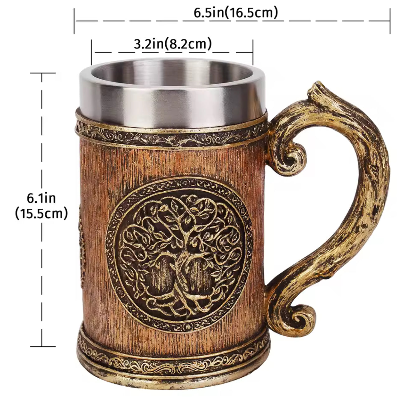 The Rootbound Tankard: Signature Tree of Life Mug | Stainless Steel Viking Style Resin Stein | Professor Nightshade's Cabinet Artifact