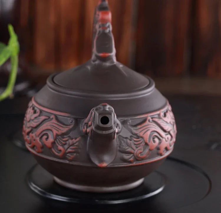 Chinese Traditional Teapot Shuanglongxizhu Pot Handmade Zisha Teapot Puer Tea Makers Tea Ceremony Set Teapots Coffeeware Teaware