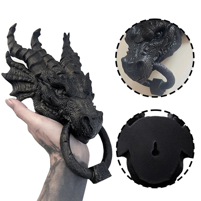 Dragon Door Knocker Goth Home Decor Gothic Home Dragon Wall Decor for Home Office Decor Dragon Head Statue Decoration