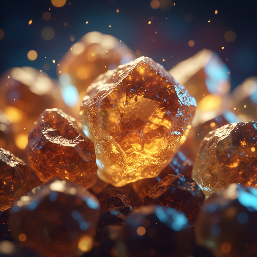 Amber Rock Sugar Crystals Macro Shot