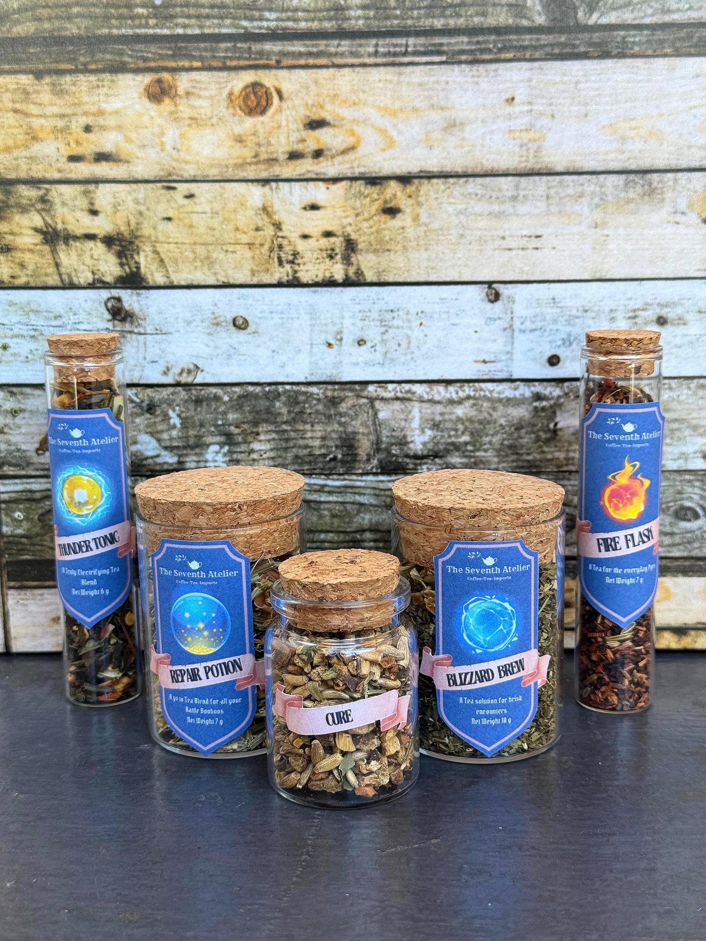 Fantasy Tea Gift for Gamer Present Bundle Loose Leaf Dragon Brew Glass Jar Blue Label Custom Set Herbal Collection Monster Tea Party Gift