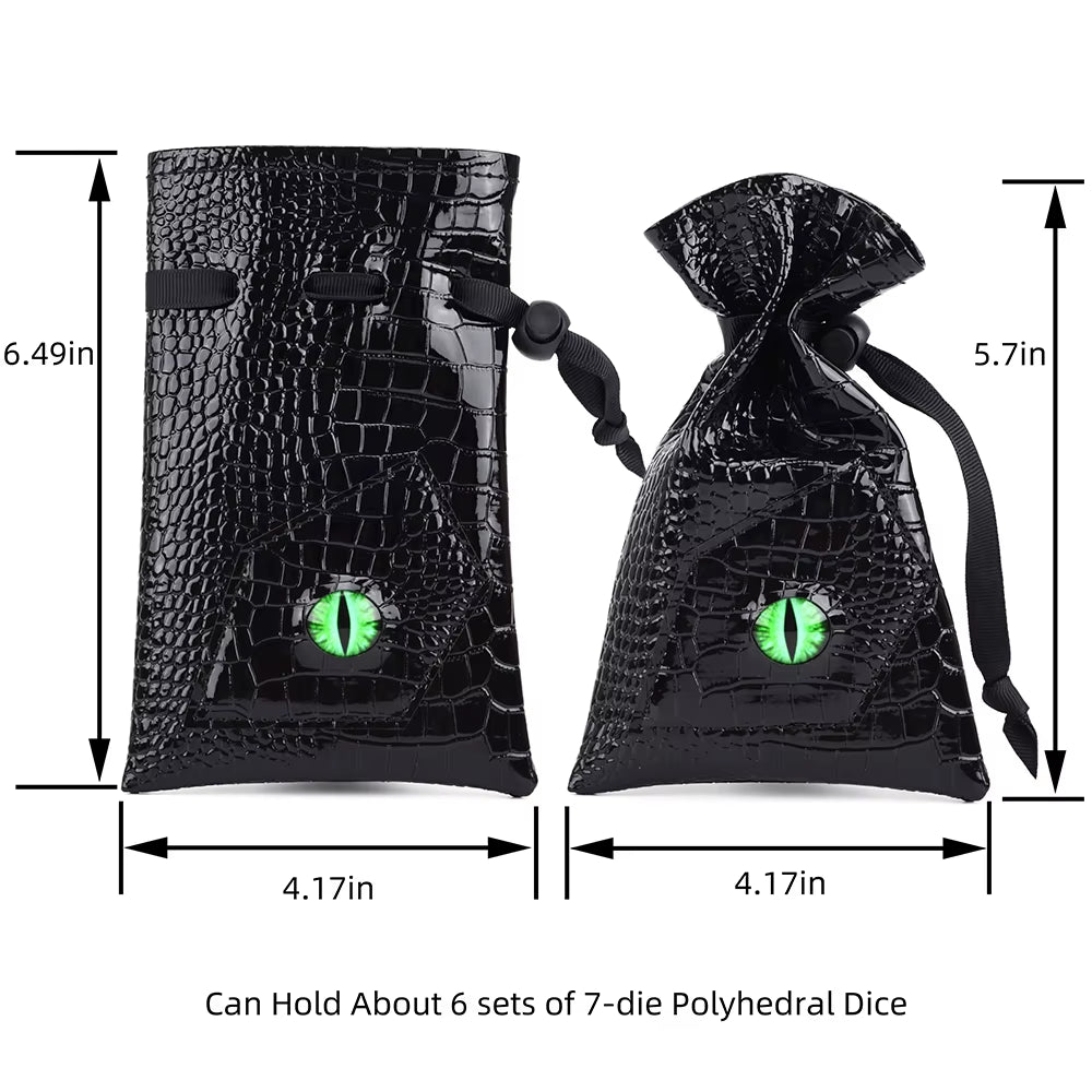 Dragon Eye Dice Bag Drawstring PU Leather DND Dice Storage Bag for Dnd Dice Coins and Other Accessories