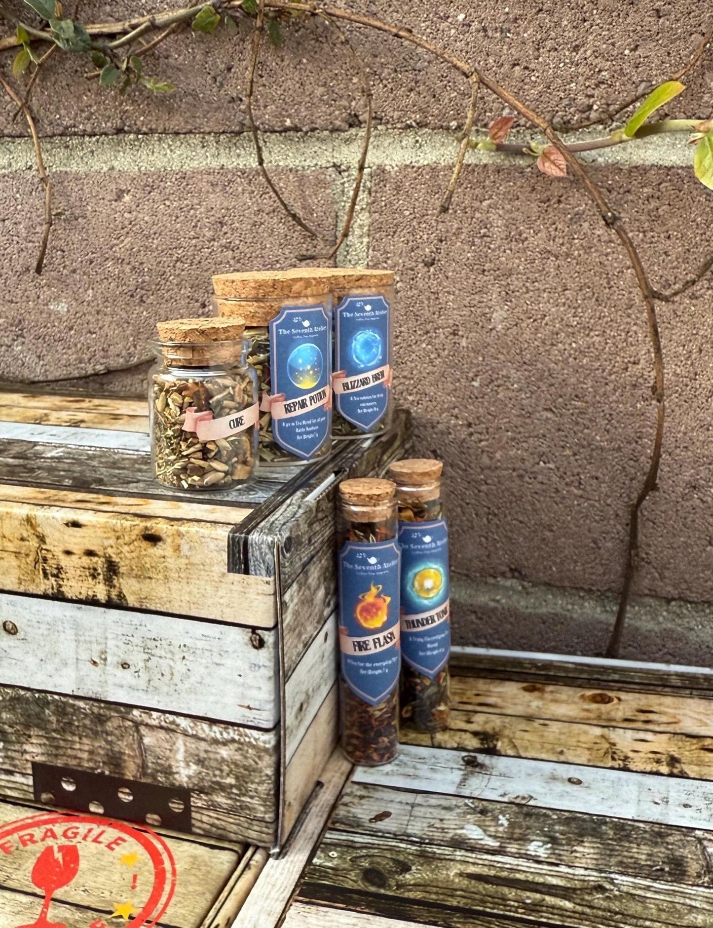 Fantasy Tea Gift for Gamer Present Bundle Loose Leaf Dragon Brew Glass Jar Blue Label Custom Set Herbal Collection Monster Tea Party Gift