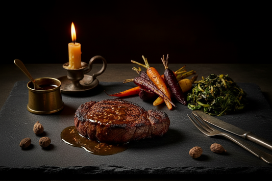Greymantle & Amber — Black Cardamom, Roasted Roots & Charred Greens
