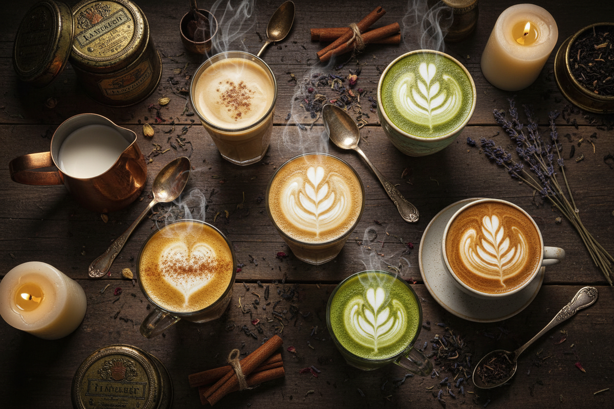 Premium loose leaf tea lattes - how to make London Fog, chai latte, and matcha latte at home with The Seventh Atelier tea blends