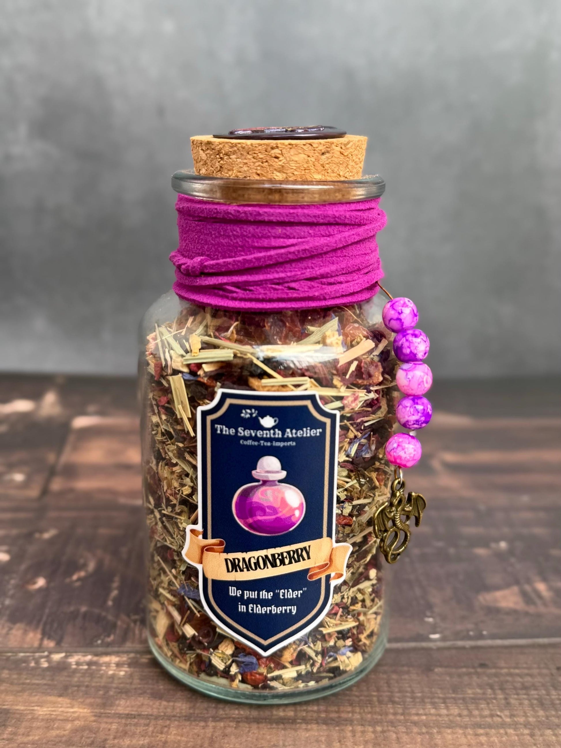 Dragon Tea Jar Purple Tea Infusion Elderberry Blend Teagift for Fantasy Lovers