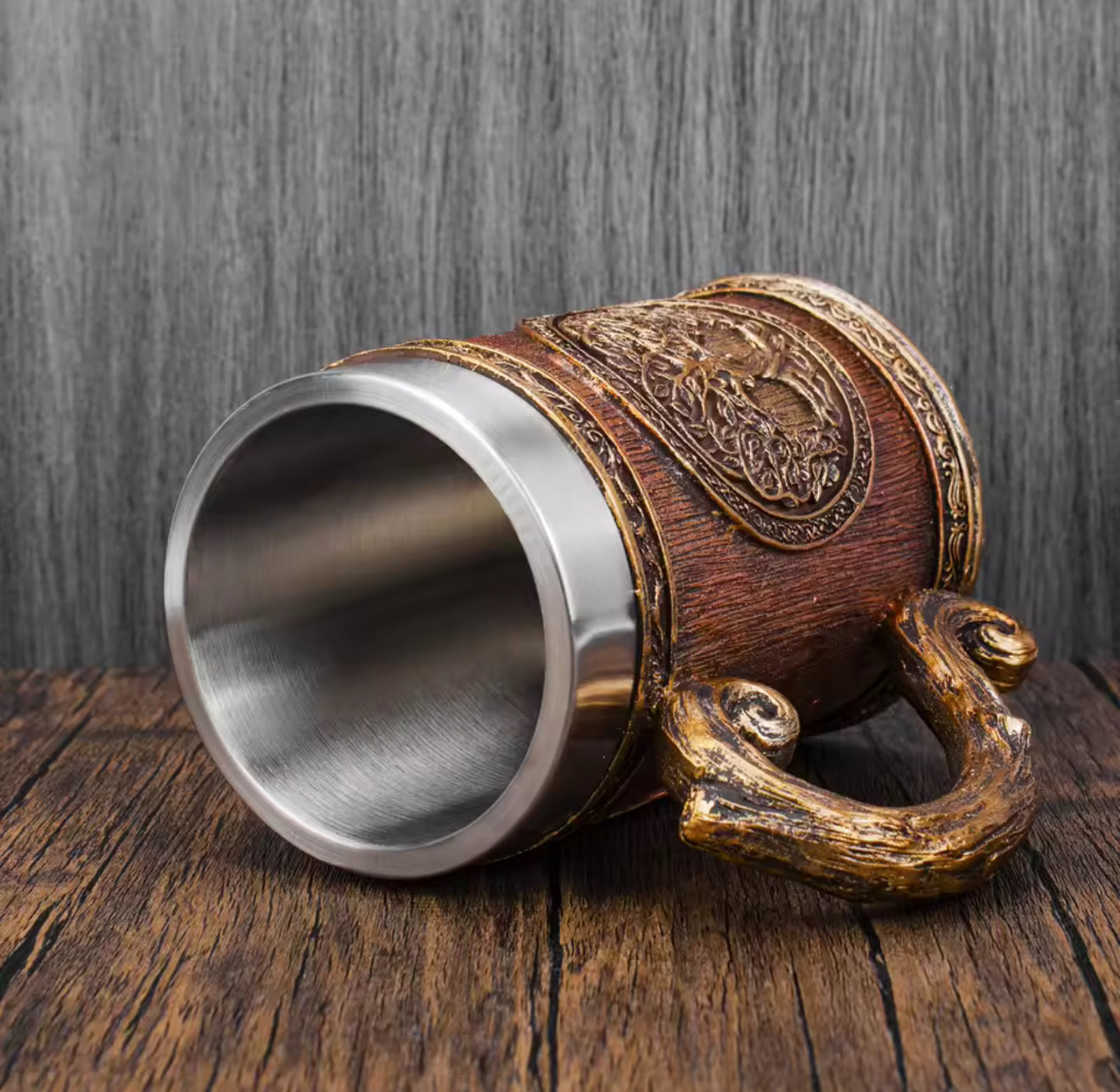 The Rootbound Tankard: Signature Tree of Life Mug | Stainless Steel Viking Style Resin Stein | Professor Nightshade's Cabinet Artifact