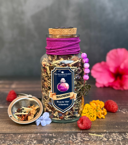 Elderberry tea fantasy tea gift for dnd fans in apothecary decor jar with charms