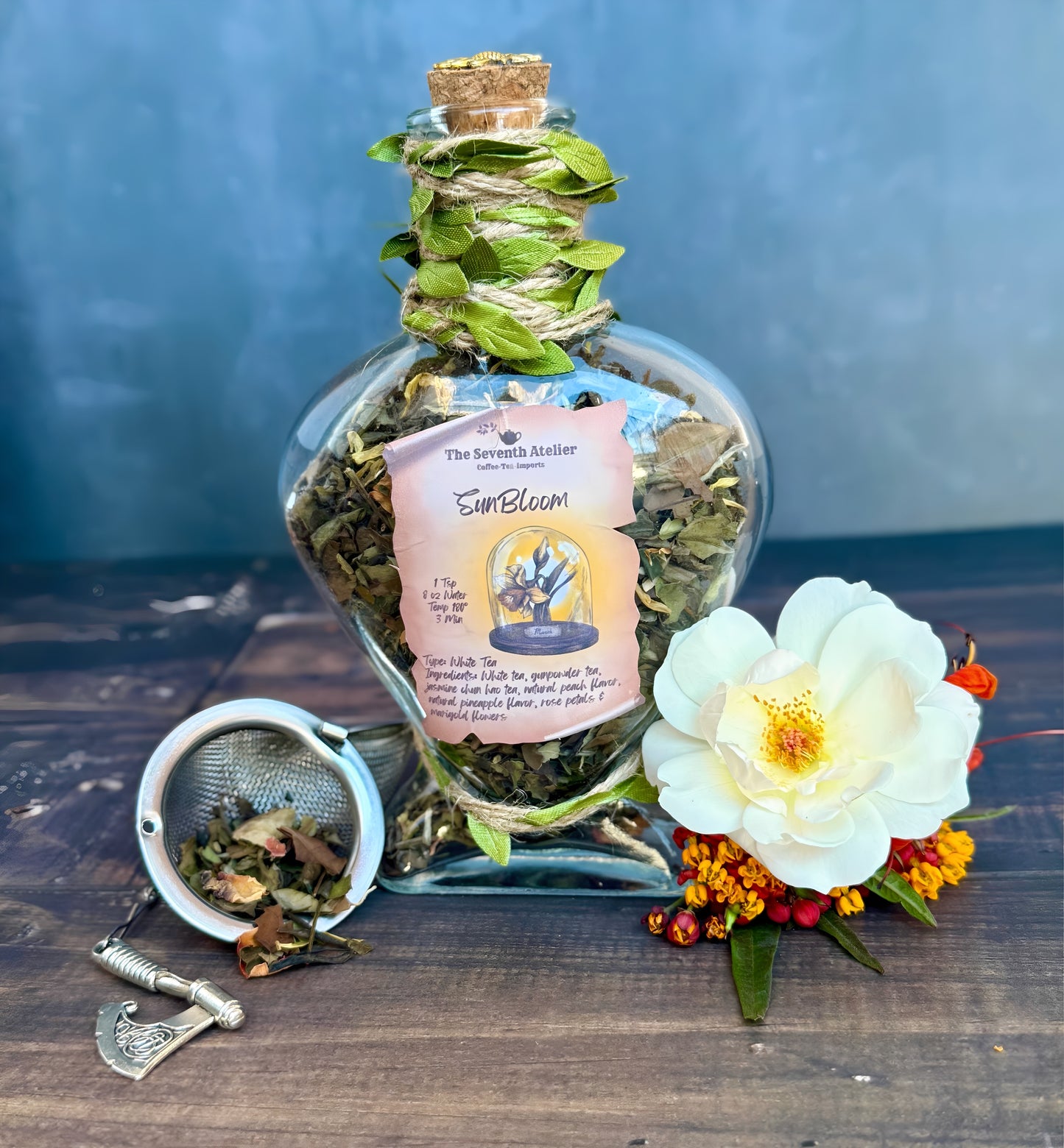 Sunbloom | Jasmine Rose White Tea | Loose Leaf | Elven Style Tea Jar