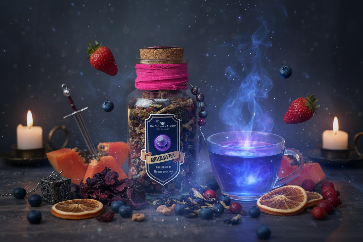 Anti-Gravi-Tea dark mystical with magical elements
