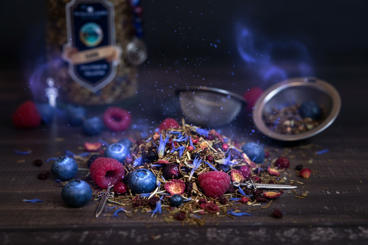 Blue Elixir RPG potion macro close-up