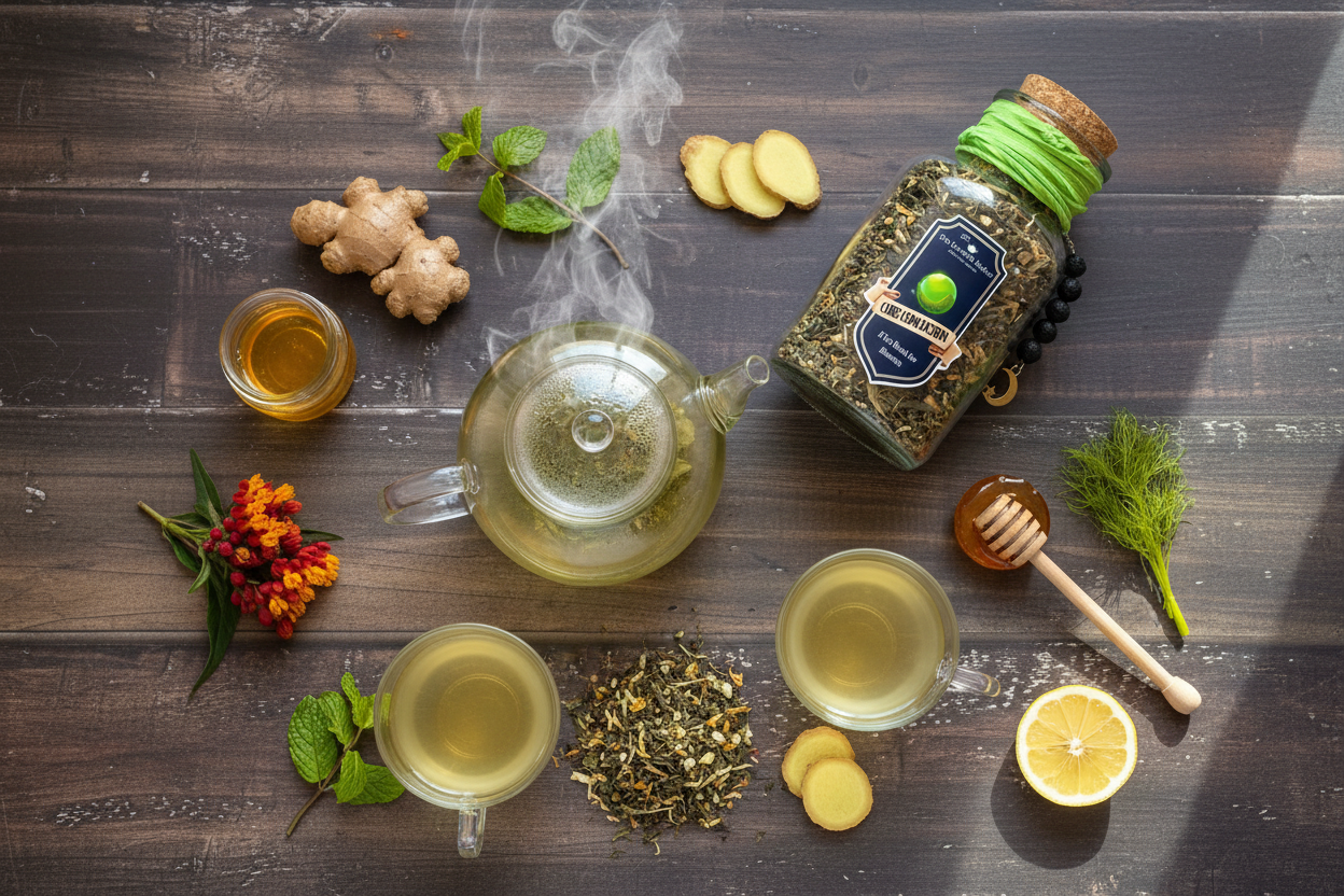 Cure Concoction clean overhead shot with minimal props