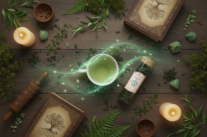 Emerald Willow Tendrils overhead flat lay