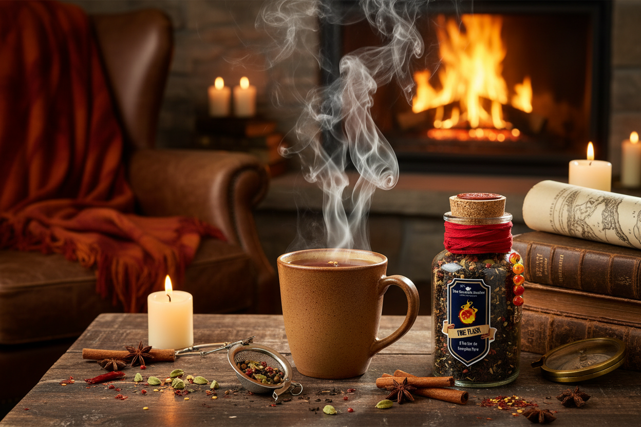 Fire Flask fireside lifestyle with new label