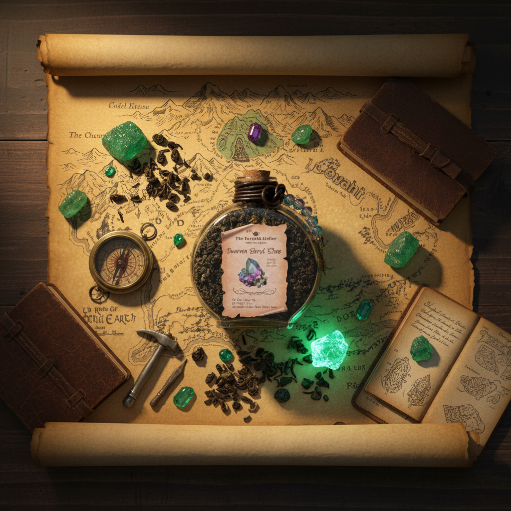 Flat Lay with Gemstones and Tools