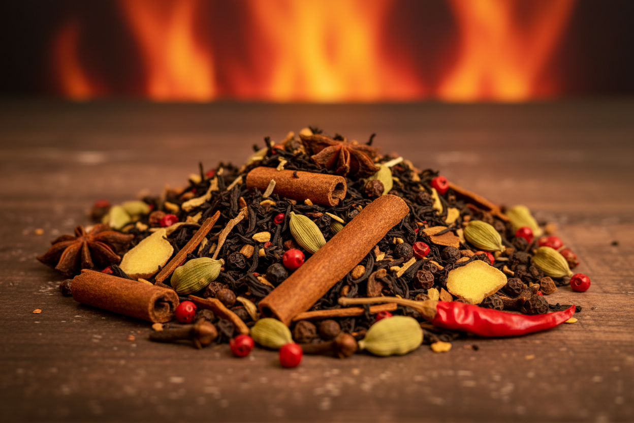 Macro close-up of Fire Flask spicy blend