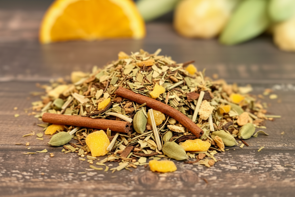 Macro close-up of Remedy Revitalizer yerba mate blend
