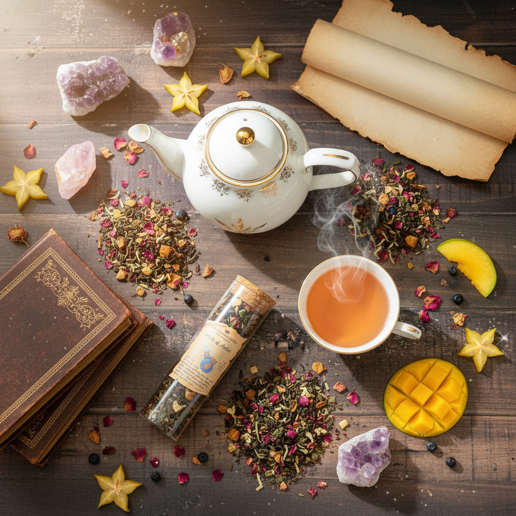 Mists of Avalon White Tea overhead teapot shot