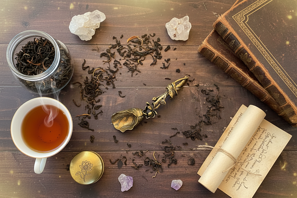 Ornate Tea Spoon overhead flat lay