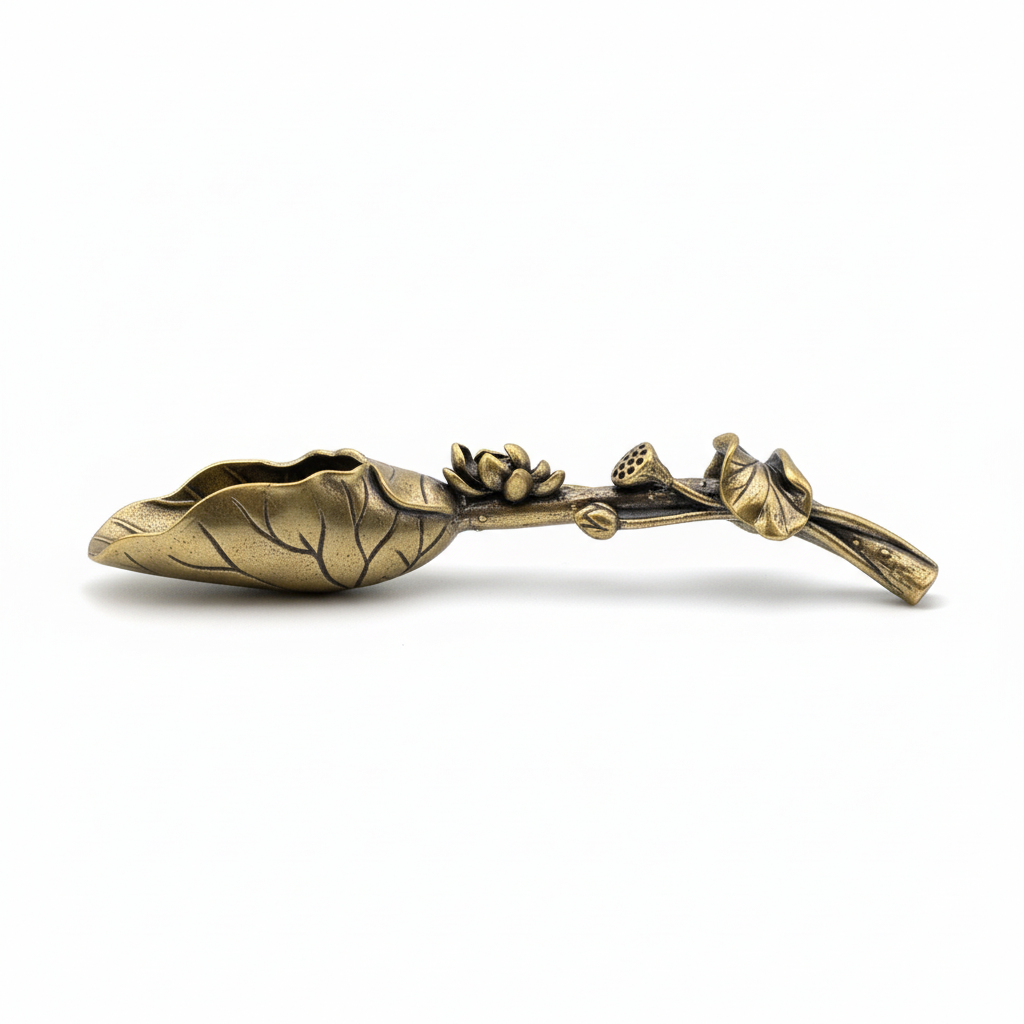 Ornate Tea Spoon side angle white background