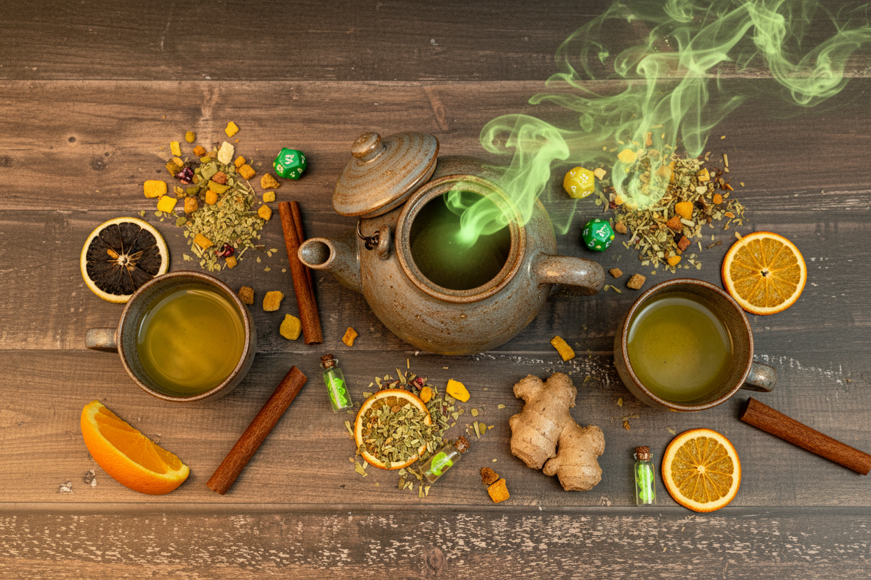 Remedy Revitalizer overhead teapot flat lay