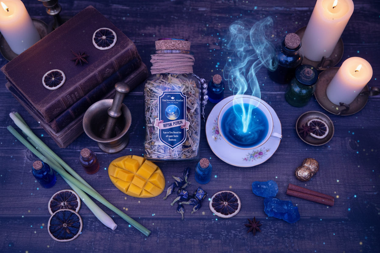 Repair Potion overhead flat lay