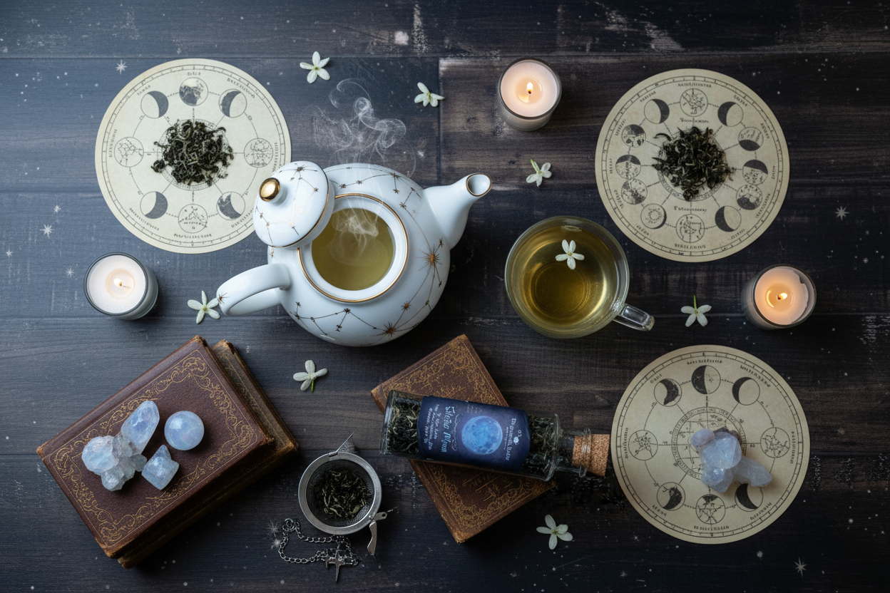 Solstice Moon overhead with teapot